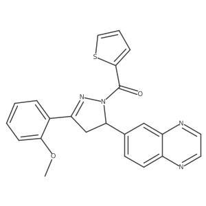 (3-(2-methoxyphenyl)-5-(quinoxalin-6-yl)-4,5-dihydro-1H-pyrazol-1-yl)(thiophen-2-yl)methanone Structure