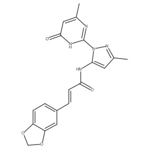 (E)-3-(benzo[d][1,3]dioxol-5-yl)-N-(3-methyl-1-(4-methyl-6-oxo-1,6-dihydropyrimidin-2-yl)-1H-pyrazol-5-yl)acrylamide Structure