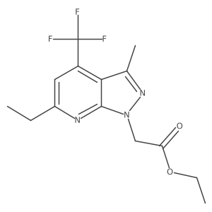Ethyl 2-(6-ethyl-3-methyl-4-(trifluoromethyl)-1H-pyrazolo[3,4-b]pyridin-1-yl)acetate结构式