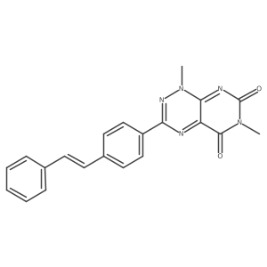 1,6-Dimethyl-3-(4-styrylphenyl)pyrimido[5,4-e][1,2,4]triazine-5,7(1H,6H)-dione结构式