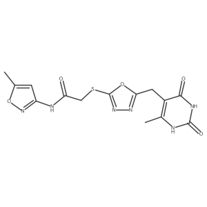 2-((5-((6-methyl-2,4-dioxo-1,2,3,4-tetrahydropyrimidin-5-yl)methyl)-1,3,4-oxadiazol-2-yl)thio)-N-(5-methylisoxazol-3-yl)acetamide Structure