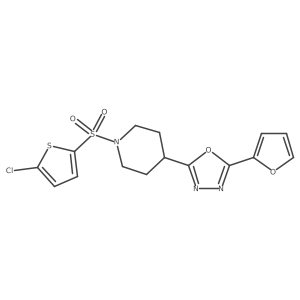 2-(1-((5-Chlorothiophen-2-yl)sulfonyl)piperidin-4-yl)-5-(furan-2-yl)-1,3,4-oxadiazole结构式