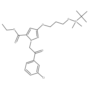 ethyl 3-(3-((tert-butyldimethylsilyl)oxy)propoxy)-1-(2-(3-chlorophenyl)-2-oxoethyl)-1H-pyrazole-5-carboxylate Structure