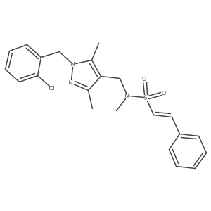(E)-N-[[1-[(2-chlorophenyl)methyl]-3,5-dimethylpyrazol-4-yl]methyl]-N-methyl-2-phenylethenesulfonamide Structure