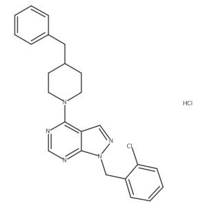 4-benzyl-1-{1-[(2-chlorophenyl)methyl]-1H-pyrazolo[3,4-d]pyrimidin-4-yl}piperidine hydrochloride结构式