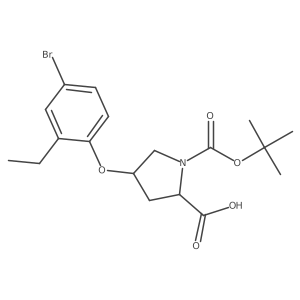 (2S,4S)-4-(4-Bromo-2-ethylphenoxy)-1-(tert-butoxycarbonyl)-2-pyrrolidinecarboxylic acid Structure
