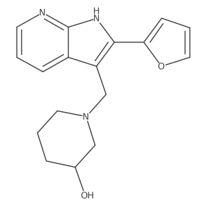 1-((2-(Furan-2-yl)-1H-pyrrolo[2,3-b]pyridin-3-yl)methyl)piperidin-3-ol结构式