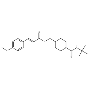 (E)-N-(tert-butyl)-4-((3-(4-(methylthio)phenyl)acrylamido)methyl)piperidine-1-carboxamide结构式