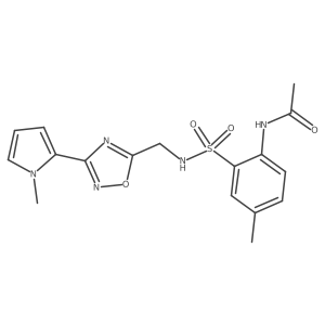 N-(4-methyl-2-(N-((3-(1-methyl-1H-pyrrol-2-yl)-1,2,4-oxadiazol-5-yl)methyl)sulfamoyl)phenyl)acetamide结构式