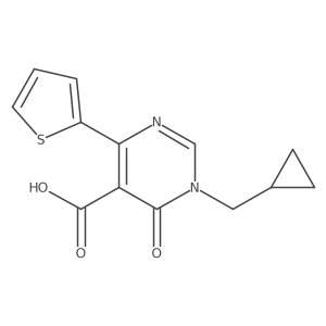 1-(Cyclopropylmethyl)-6-oxo-4-(thiophen-2-yl)-1,6-dihydropyrimidine-5-carboxylic acid结构式