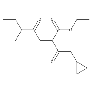 Ethyl 2-(2-cyclopropylacetyl)-5-methyl-4-oxoheptanoate结构式