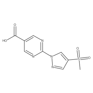 2-(4-methanesulfonyl-1H-pyrazol-1-yl)pyrimidine-5-carboxylic acid Structure