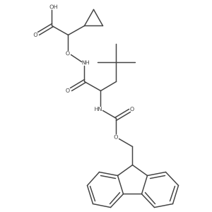 2-cyclopropyl-2-{[2-({[(9H-fluoren-9-yl)methoxy]carbonyl}amino)-4,4-dimethylpentanamido]oxy}acetic acid Structure