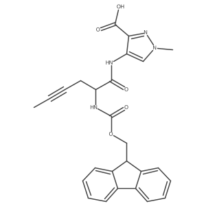 4-[2-({[(9H-fluoren-9-yl)methoxy]carbonyl}amino)hex-4-ynamido]-1-methyl-1H-pyrazole-3-carboxylic acid结构式