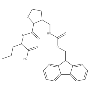 (2R)-2-{[(2RS,3RS)-3-[({[(9H-fluoren-9-yl)methoxy]carbonyl}amino)methyl]oxolan-2-yl]formamido}pentanoic acid结构式