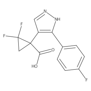2,2-difluoro-1-[3-(4-fluorophenyl)-1H-pyrazol-4-yl]cyclopropane-1-carboxylic acid结构式