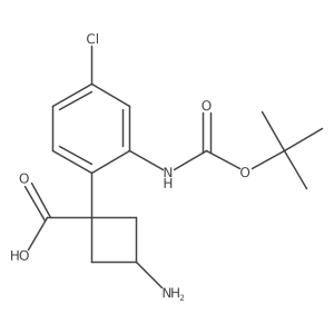 3-Amino-1-(2-{[(tert-butoxy)carbonyl]amino}-4-chlorophenyl)cyclobutane-1-carboxylic acid结构式