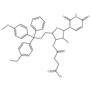 4-[(2R,3R,4R,5R)-2-[[bis(4-methoxyphenyl)-phenyl-methoxy]methyl]-5-(2,4-dioxopyrimidin-1-yl)-4-fluoro-tetrahydrofuran-3-yl]oxy-4-oxo-butanoic acid Structure
