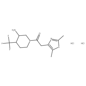1-[3-amino-4-(trifluoromethyl)-1-piperidyl]-2-(2,5-dimethylthiazol-4-yl)ethanone;dihydrochloride结构式