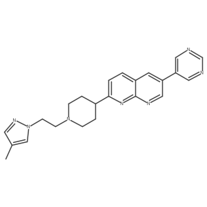 2-{1-[2-(4-methyl-1H-pyrazol-1-yl)ethyl]piperidin-4-yl}-6-(pyrimidin-5-yl)-1,8-naphthyridine结构式