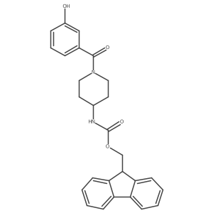 (9H-fluoren-9-yl)methyl N-[1-(3-hydroxybenzoyl)piperidin-4-yl]carbamate Structure