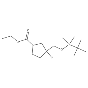 ethyl (1S,3R)-3-{[(tert-butyldimethylsilyl)oxy]methyl}-3-fluorocyclopentane-1-carboxylate结构式