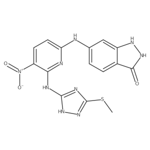 6-[6-(5-Methylsulfanyl-2h-[1,2,4]triazol-3-ylamino)-5-nitro-pyridin-2-ylamino]-1,2-dihydro-indazol-3-one结构式