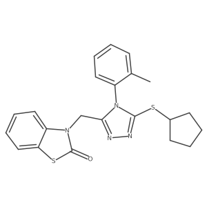 3-((5-(cyclopentylthio)-4-(o-tolyl)-4H-1,2,4-triazol-3-yl)methyl)benzo[d]thiazol-2(3H)-one Structure