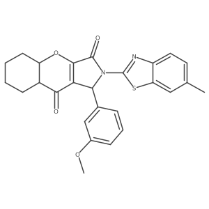 1-(3-methoxyphenyl)-2-(6-methyl-1,3-benzothiazol-2-yl)-4a,5,6,7,8,8a-hexahydro-1H-chromeno[2,3-c]pyrrole-3,9-dione结构式