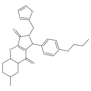 2-(furan-2-ylmethyl)-7-methyl-1-(4-propoxyphenyl)-4a,5,6,7,8,8a-hexahydro-1H-chromeno[2,3-c]pyrrole-3,9-dione结构式