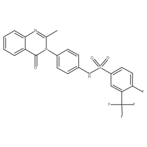 4-fluoro-N-[4-(2-methyl-4-oxo-3,4-dihydroquinazolin-3-yl)phenyl]-3-(trifluoromethyl)benzene-1-sulfonamide结构式