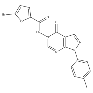5-bromo-N-(4-oxo-1-(p-tolyl)-1H-pyrazolo[3,4-d]pyrimidin-5(4H)-yl)furan-2-carboxamide结构式
