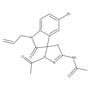 N-(3'-acetyl-1-allyl-5-bromo-2-oxo-3'H-spiro[indoline-3,2'-[1,3,4]thiadiazol]-5'-yl)acetamide结构式