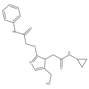 N-cyclopropyl-2-(5-(hydroxymethyl)-2-((2-oxo-2-(phenylamino)ethyl)thio)-1H-imidazol-1-yl)acetamide结构式
