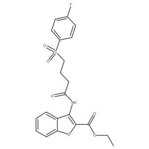 Ethyl 3-(4-((4-fluorophenyl)sulfonyl)butanamido)benzofuran-2-carboxylate结构式