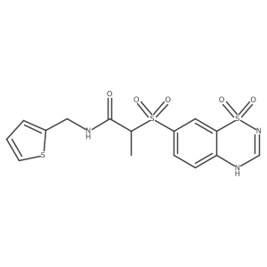 2-[(1,1-dioxo-4H-1lambda6,2,4-benzothiadiazin-7-yl)sulfonyl]-N-[(thiophen-2-yl)methyl]propanamide结构式