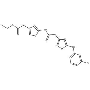 CCOC(=O)Cc1csc(NC(=O)Cc2csc(Nc3cccc(Cl)c3)n2)n1结构式