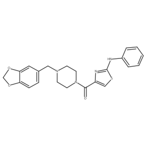 (4-(Benzo[d][1,3]dioxol-5-ylmethyl)piperazin-1-yl)(2-(phenylamino)thiazol-4-yl)methanone结构式