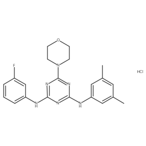 N2-(3,5-dimethylphenyl)-N4-(3-fluorophenyl)-6-morpholino-1,3,5-triazine-2,4-diamine hydrochloride结构式