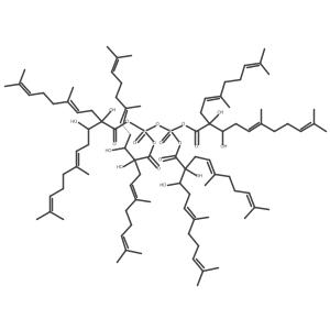 [Bis[[2-(3,7-dimethylocta-2,6-dienyl)-2,3-dihydroxy-6,10-dimethylundeca-5,9-dienoyl]oxy]phosphoryloxy-[2-(3,7-dimethylocta-2,6-dienyl)-2,3-dihydroxy-6,10-dimethylundeca-5,9-dienoyl]oxyphosphoryl] 2-(3,7-dimethylocta-2,6-dienyl)-2,3-dihydroxy-6,10-dimethylundeca-5,9-dienoate结构式