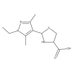 2-(1-ethyl-3,5-dimethyl-1H-pyrazol-4-yl)-1,3-thiazolidine-4-carboxylic acid结构式