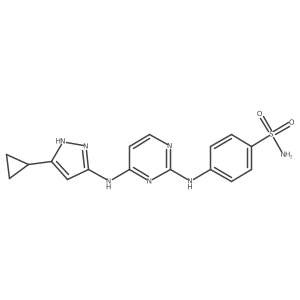 4-[[4-[(5-cyclopropyl-1H-pyrazol-3-yl)amino]pyrimidin-2-yl]amino]benzenesulfonamide结构式