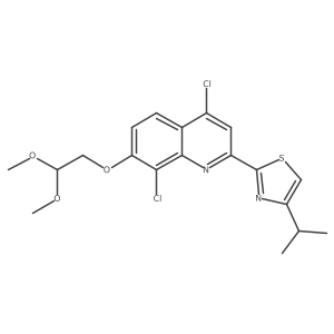 4,8-Dichloro-7-(2,2-dimethoxy-ethoxy)-2-(4-isopropyl-thiazol-2-yl)-quinoline结构式