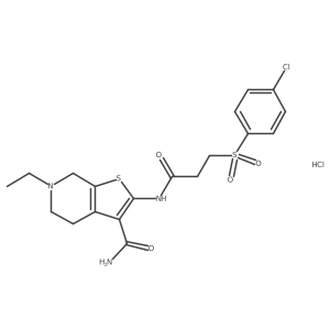 2-(3-((4-Chlorophenyl)sulfonyl)propanamido)-6-ethyl-4,5,6,7-tetrahydrothieno[2,3-c]pyridine-3-carboxamide hydrochloride Structure