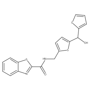 N-((5-(hydroxy(thiophen-2-yl)methyl)thiophen-2-yl)methyl)benzo[d]thiazole-2-carboxamide Structure