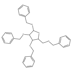 (2R,3S,4R)-3,4-Bis(benzyloxy)-2-((benzyloxy)methyl)-5-(benzylthio)tetrahydrothiophene结构式