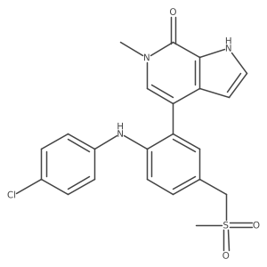 4-(2-((4-Chlorophenyl)amino)-5-((methylsulfonyl)methyl)phenyl)-6-methyl-1,6-dihydro-7H-pyrrolo[2,3-c]pyridin-7-one结构式