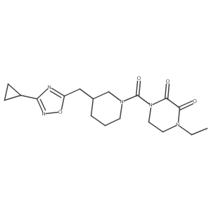 1-(3-((3-Cyclopropyl-1,2,4-oxadiazol-5-yl)methyl)piperidine-1-carbonyl)-4-ethylpiperazine-2,3-dione Structure