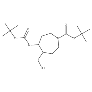 Tert-butyl 4-{[(tert-butoxy)carbonyl]amino}-5-(hydroxymethyl)azepane-1-carboxylate结构式