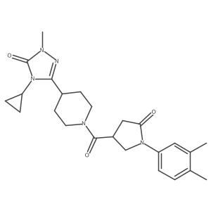 4-cyclopropyl-3-(1-(1-(3,4-dimethylphenyl)-5-oxopyrrolidine-3-carbonyl)piperidin-4-yl)-1-methyl-1H-1,2,4-triazol-5(4H)-one Structure
